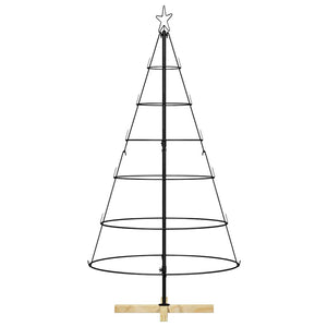 Albero a Cono di Natale con supporto-Decorazioni natalizie Nero 150 cm Acciaio
