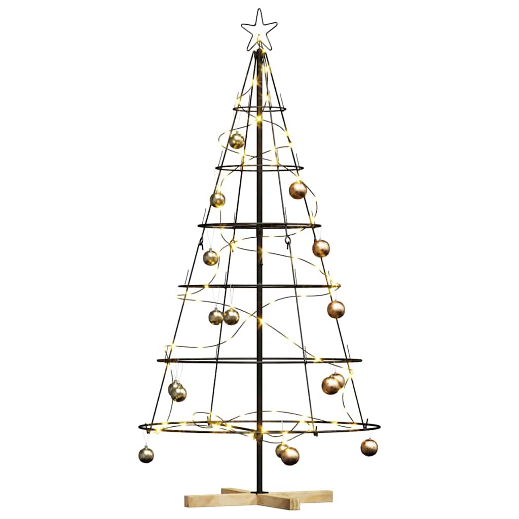 Albero a Cono di Natale con supporto-Decorazioni natalizie Nero 150 cm Acciaio
