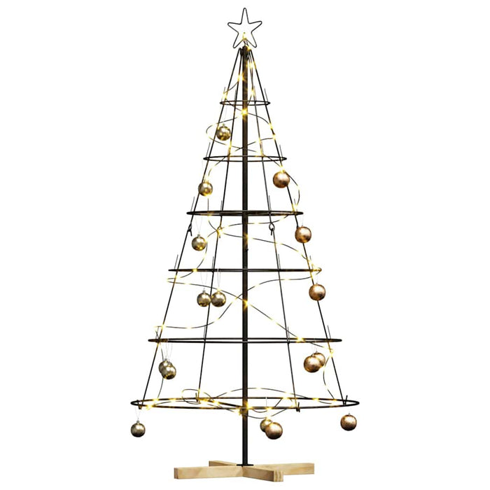 Albero a Cono di Natale con supporto-Decorazioni natalizie Nero 150 cm Acciaio