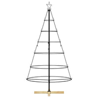 Albero a Cono di Natale con supporto-Decorazioni natalizie Nero 150 cm Acciaio