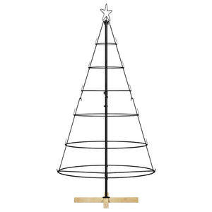 Albero a Cono di Natale con supporto-Decorazioni natalizie Nero 150 cm Acciaio