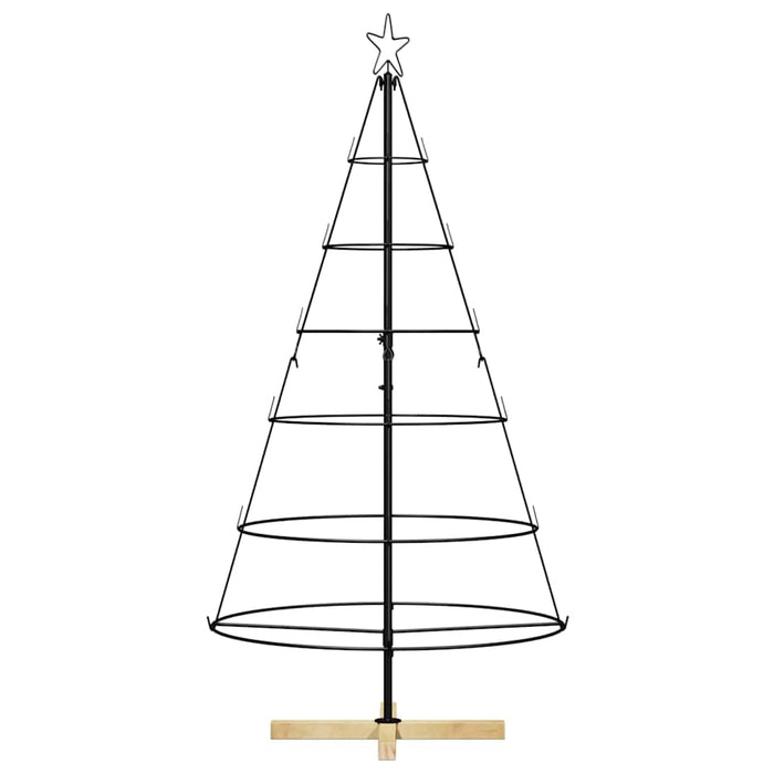 Albero a Cono di Natale con supporto-Decorazioni natalizie Nero 150 cm Acciaio