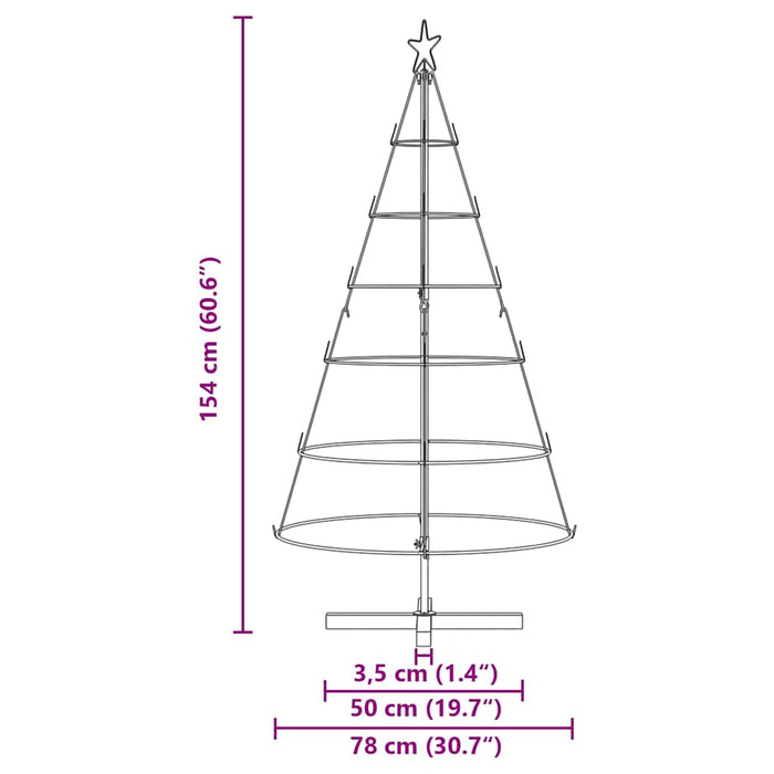 Albero a Cono di Natale con supporto Nero 150 cm Acciaio 42019160