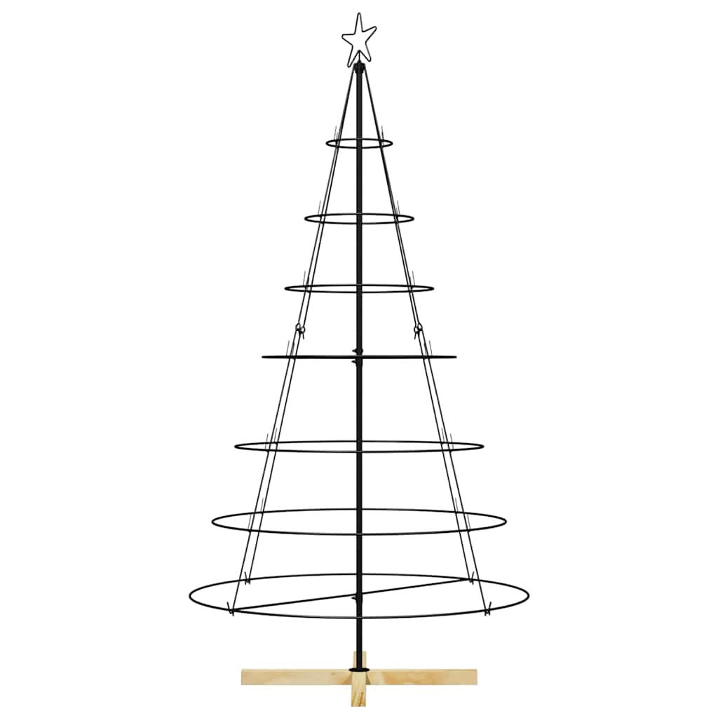 Albero a Cono di Natale con supporto Nero 180 cm Acciaio 42019161