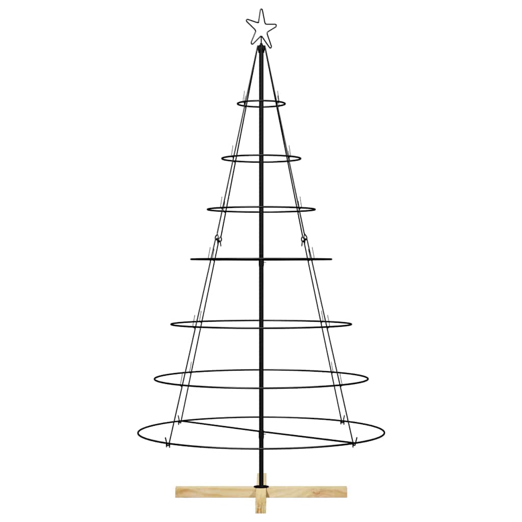 Albero a Cono di Natale con supporto Nero 180 cm Acciaio 42019161