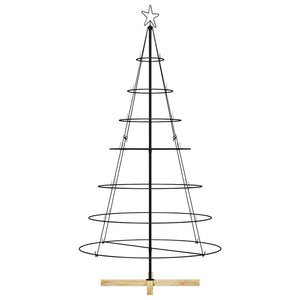 Albero a Cono di Natale con supporto Nero 180 cm Acciaio 42019161
