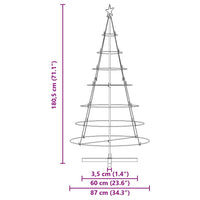 Albero a Cono di Natale con supporto Nero 180 cm Acciaio 42019161