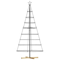 Albero a Cono di Natale con supporto Nero 210 cm Acciaio 42019162