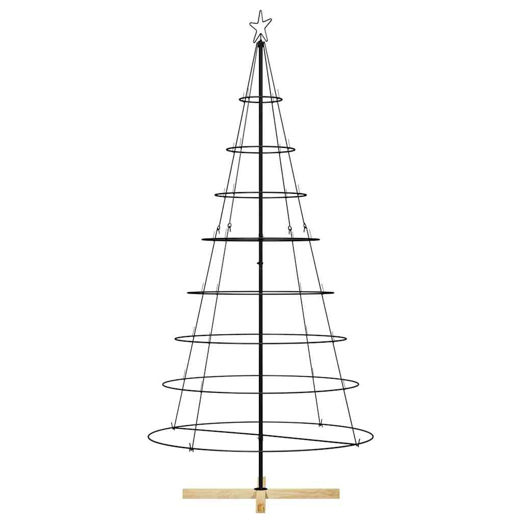 Albero a Cono di Natale con supporto Nero 210 cm Acciaio 42019162