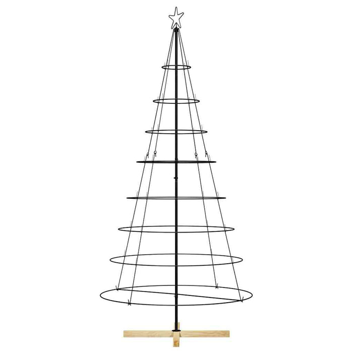 Albero a Cono di Natale con supporto Nero 210 cm Acciaio 42019162