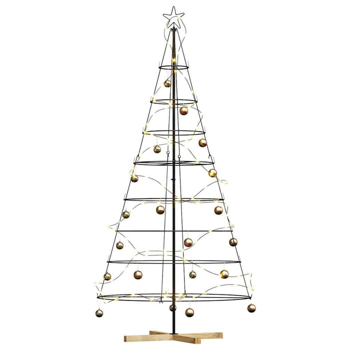 Albero a Cono di Natale con supporto Nero 210 cm Acciaio 42019162