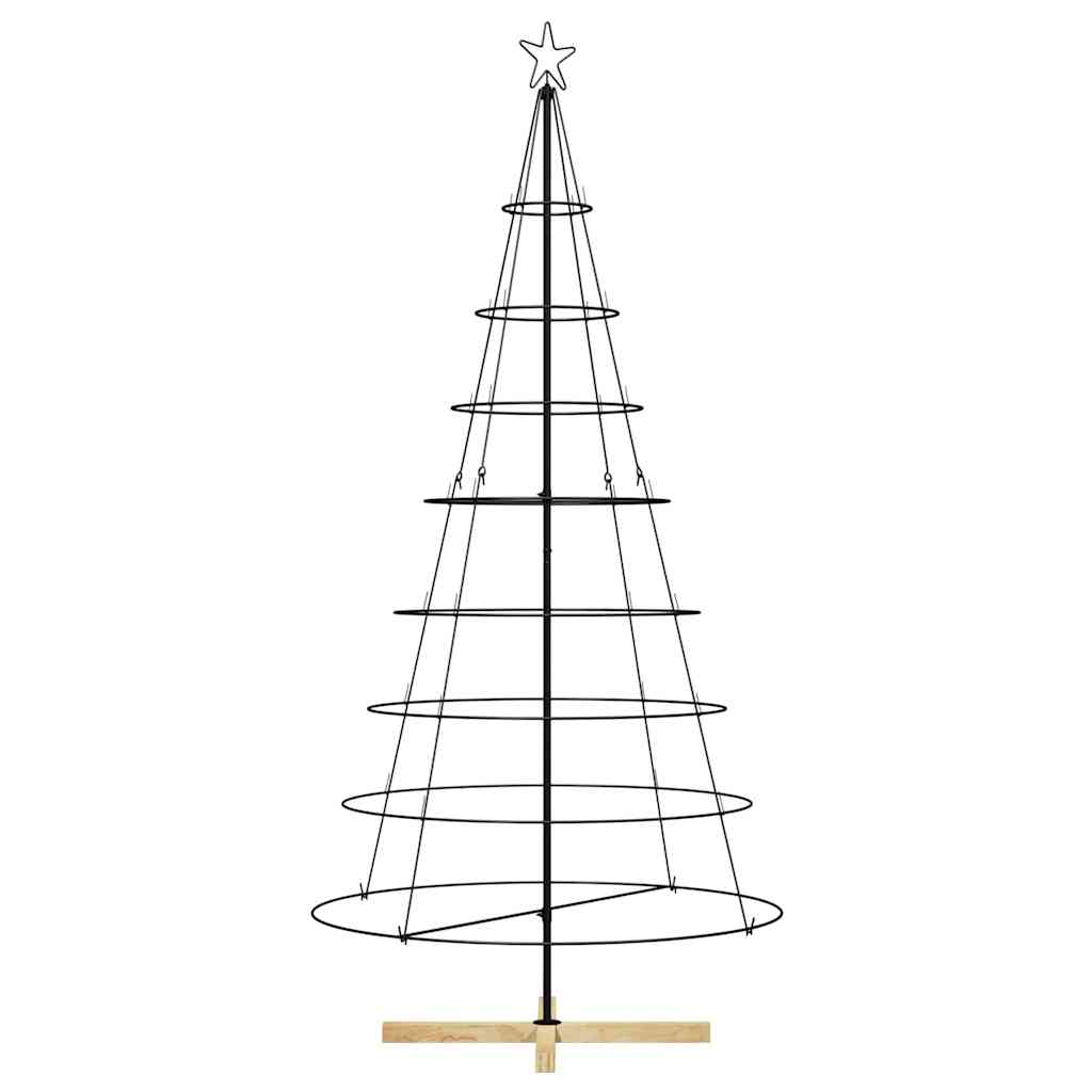 Albero a Cono di Natale con supporto Nero 210 cm Acciaio 42019162