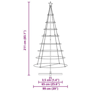 Albero a Cono di Natale con supporto Nero 210 cm Acciaio 42019162