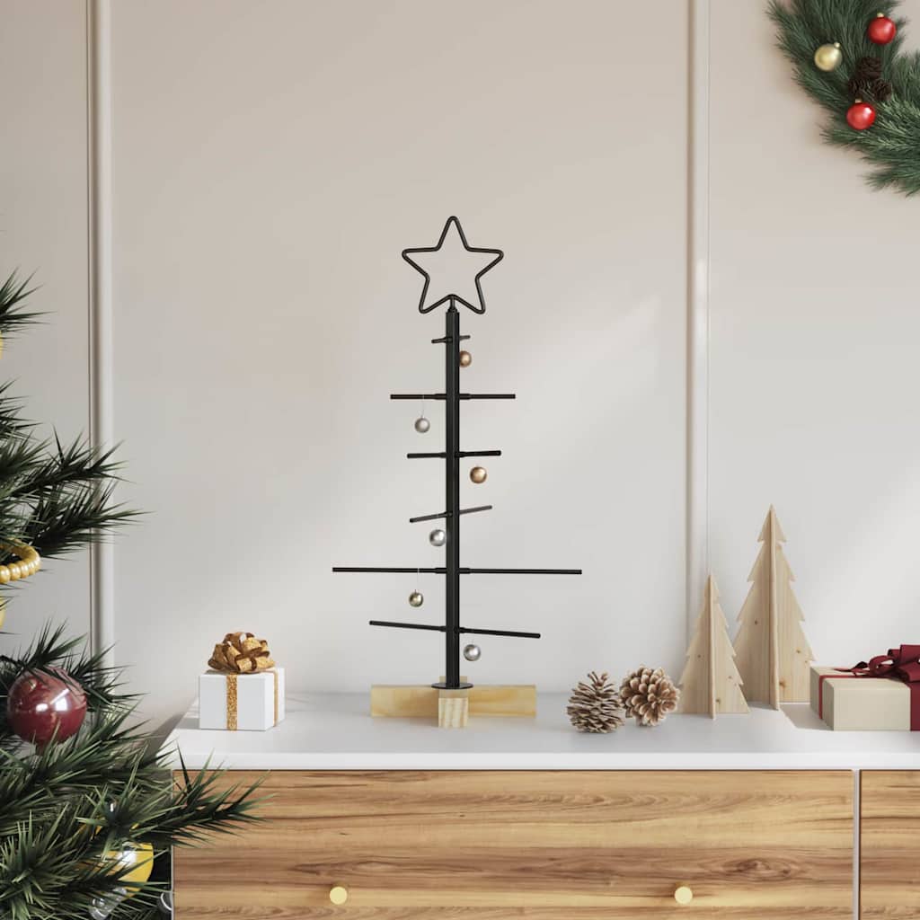 Albero di Natale in metallo con supporto Nero 60 cm 42019175