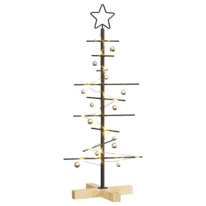 Albero di Natale in metallo con supporto-Decorazioni natalizie Nero 90 cm