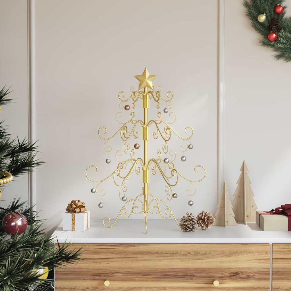Albero di Natale in metallo con supporto Oro 60 cm 42019181