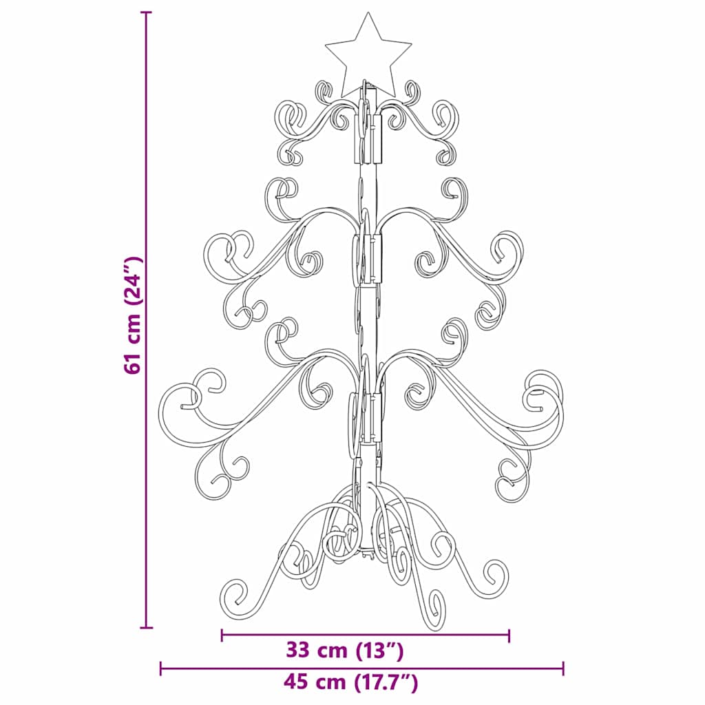 Albero di Natale in metallo con supporto Oro 60 cm 42019181
