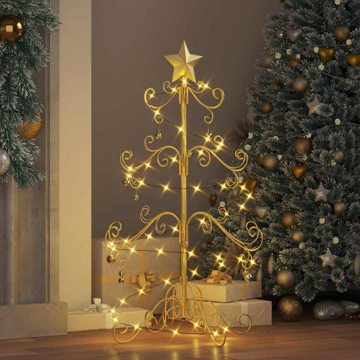 Albero di Natale in metallo con supporto Oro 90 cm 42019182