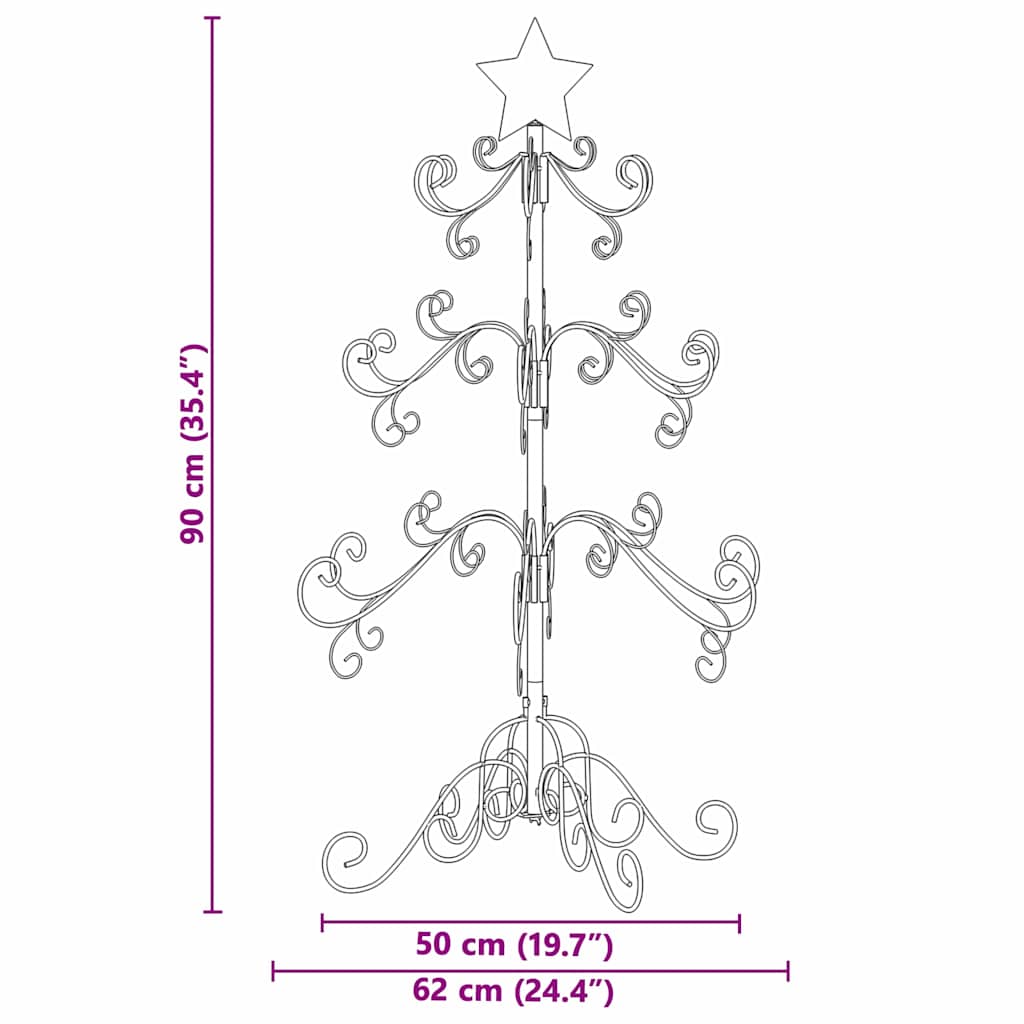 Albero di Natale in metallo con supporto Oro 90 cm 42019182