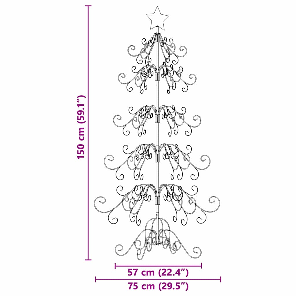 Albero di Natale in metallo con supporto Oro 150 cm 42019183