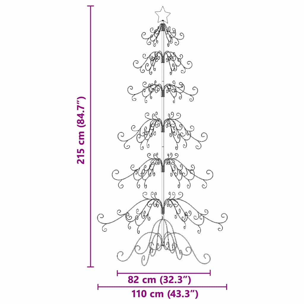 Albero di Natale in metallo con supporto Oro 215 cm 42019185