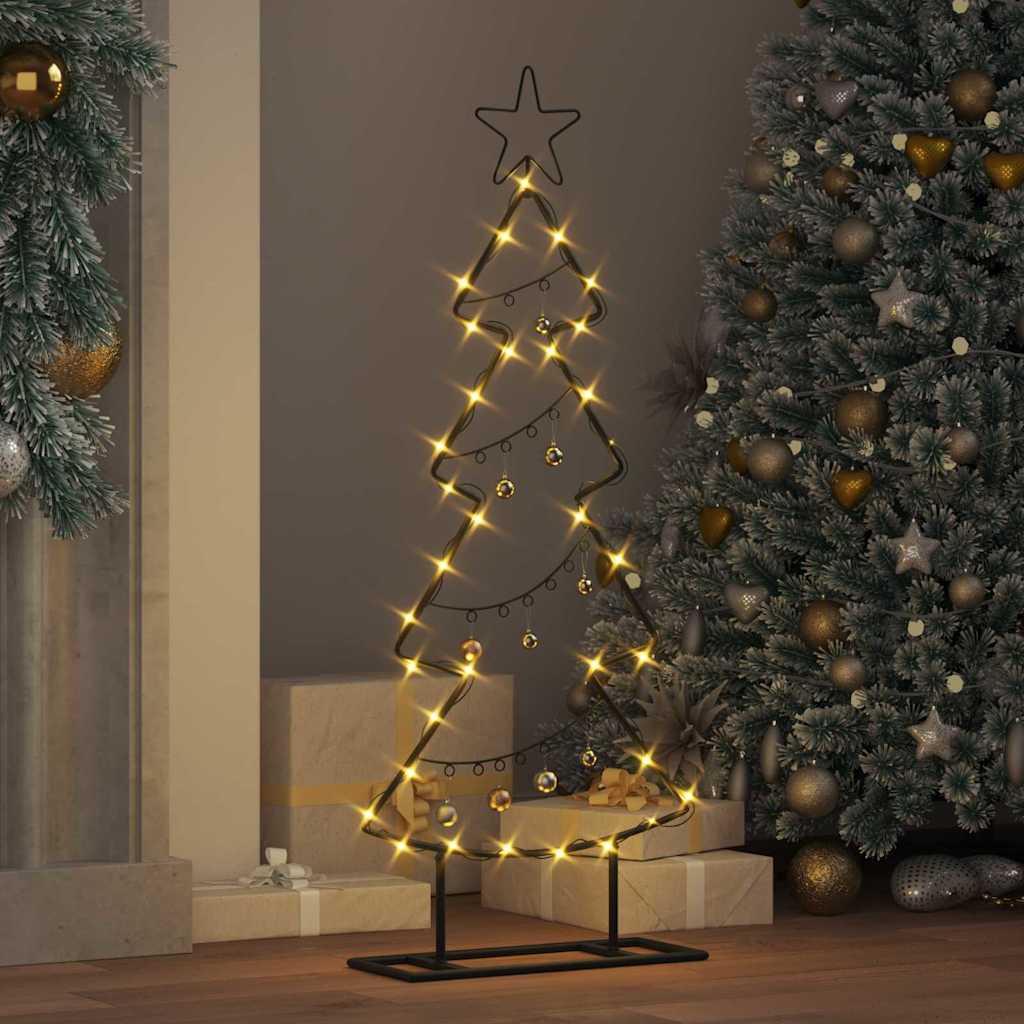 Albero di Natale in metallo con supporto Nero 90 cm Acciaio 42019187