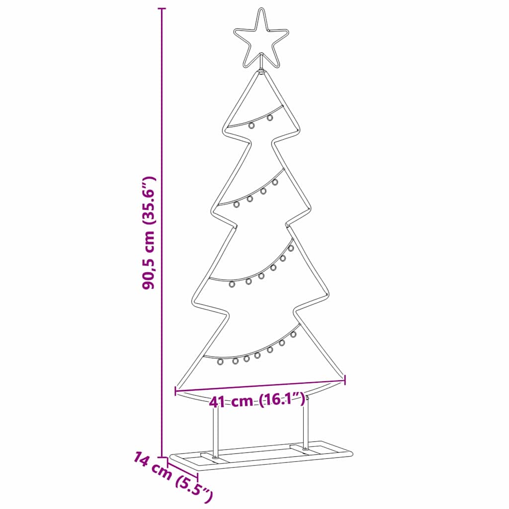 Albero di Natale in metallo con supporto Nero 90 cm Acciaio 42019187