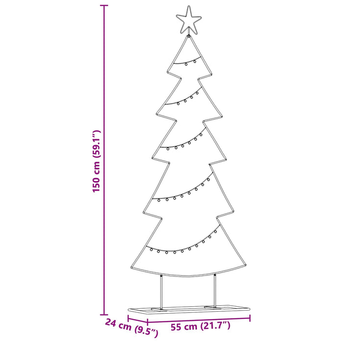 Albero di Natale in metallo con supporto Nero 150 cm Acciaio 42019189