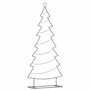 Albero di Natale in metallo con supporto-Decorazioni natalizie Nero 210 cm Acciaio
