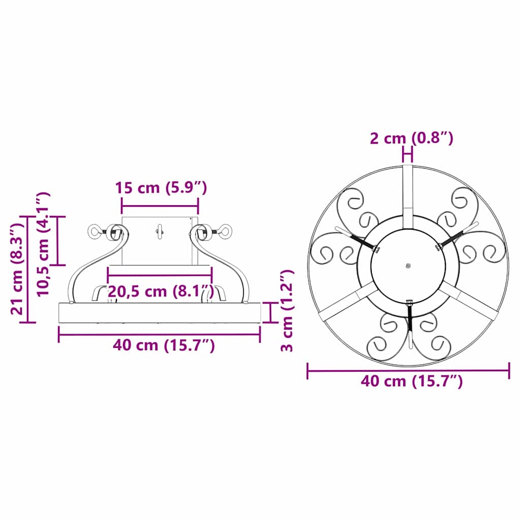 Supporto per Albero di Natale Nero 40 x 40 x 21 cm Acciaio 42019192