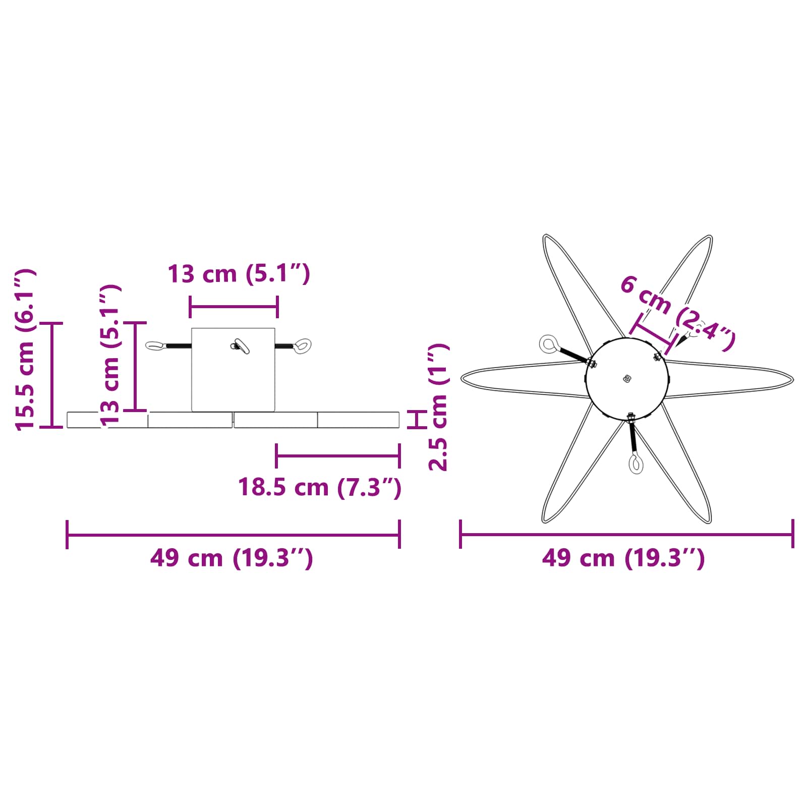 Supporto per Albero di Natale Bianco 49 x 49 x 15,5 cm Acciaio 42019201