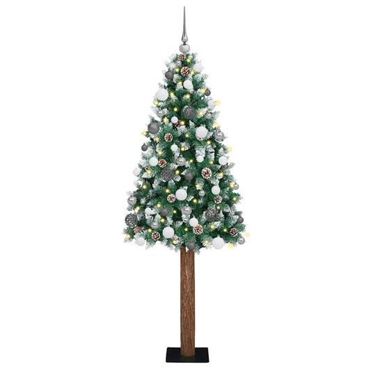 Slim Christmas Tree Luci e Set di Palline Verde 210 cm PVC 3394911