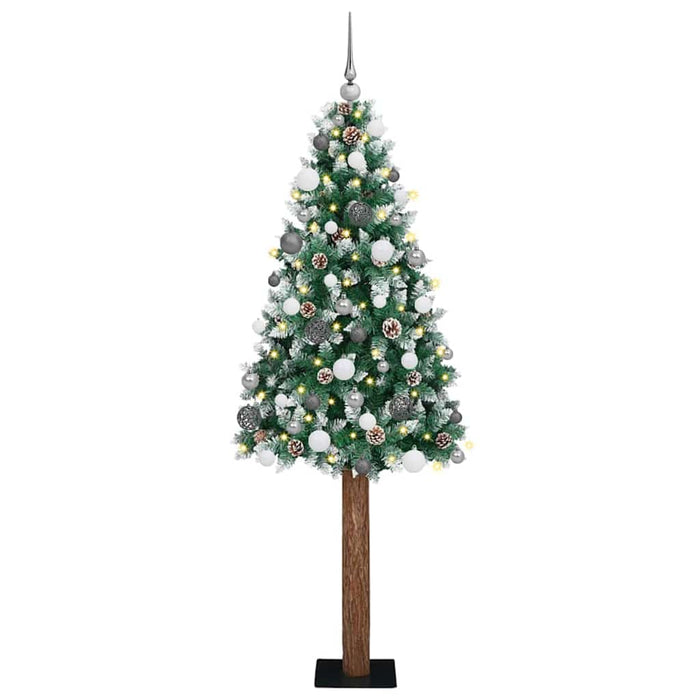 Slim Christmas Tree Luci e Set di Palline Verde 210 cm PVC 3394911