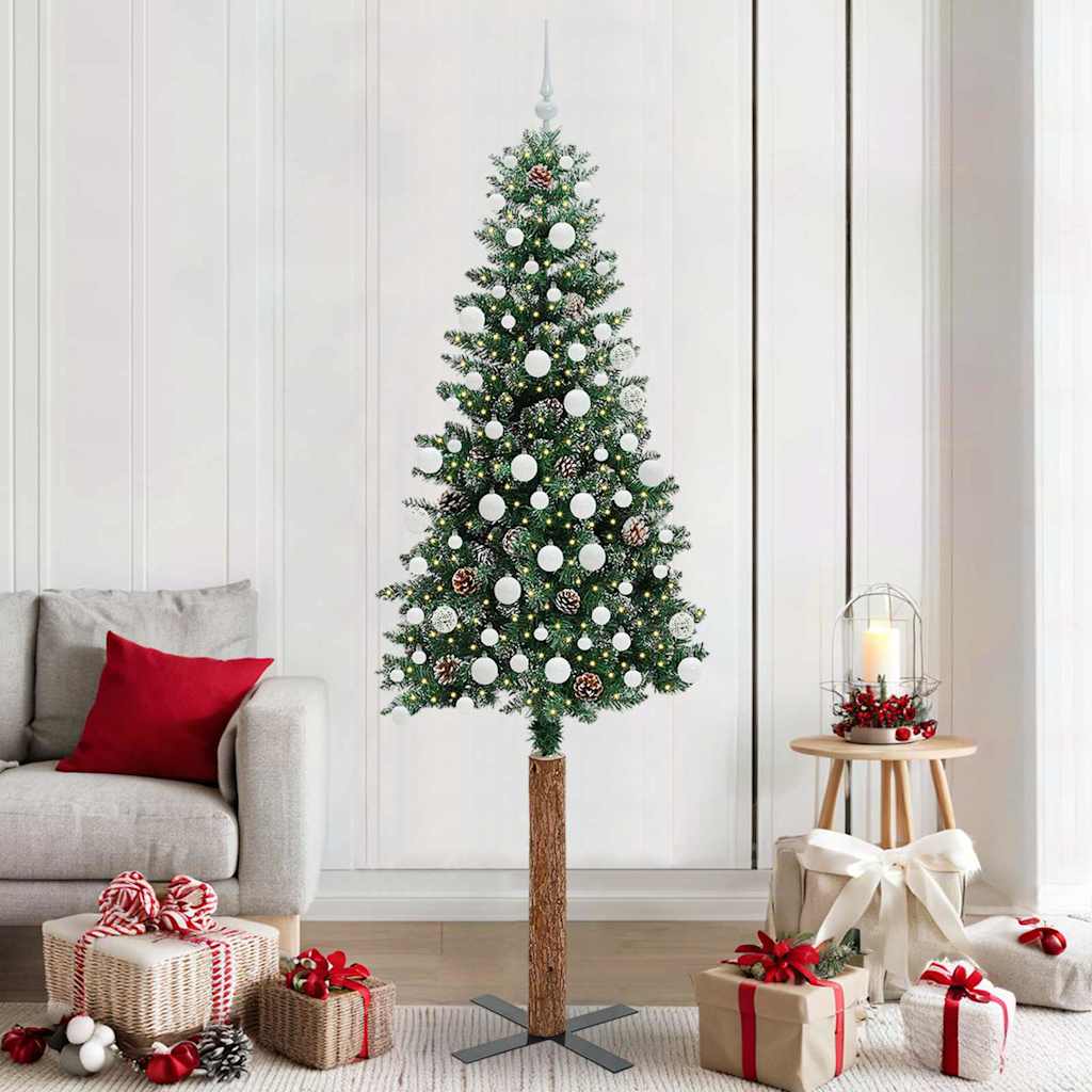 Albero di Natale snodato con 300 LED Verde e Bianco 210 cm 3394915