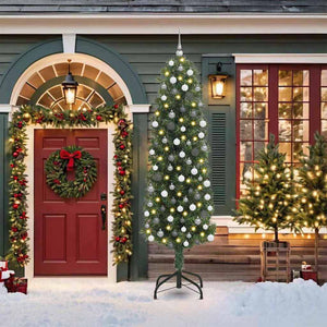 Albero di Natale pieghevole 300 LED e Set di Palline Verde 210 cm 3394955