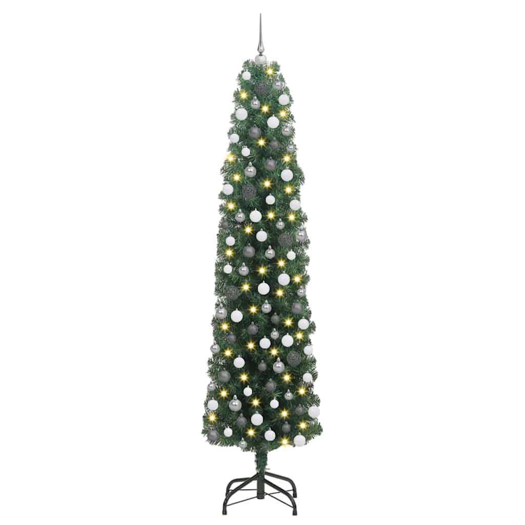 Albero di Natale pieghevole 300 LED e Set di Palline Verde 210 cm 3394955
