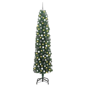 Albero di Natale pieghevole 300 LED e Set di Palline Verde 210 cm 3394955