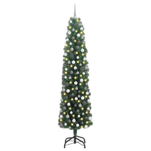 Albero di Natale pieghevole 300 LED e Set di Palline Verde 210 cm 3394955