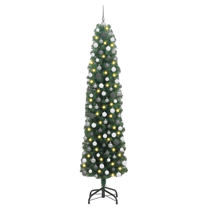 Albero di Natale pieghevole 300 LED e Set di Palline Verde 210 cm 3394955