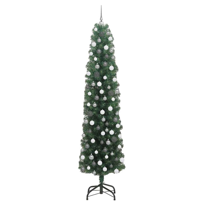 Albero di Natale pieghevole 300 LED e Set di Palline Verde 210 cm 3394955