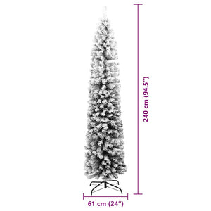 Albero di Natale Slim 300 LED e Neve Finta Verde 240 cm 3395040