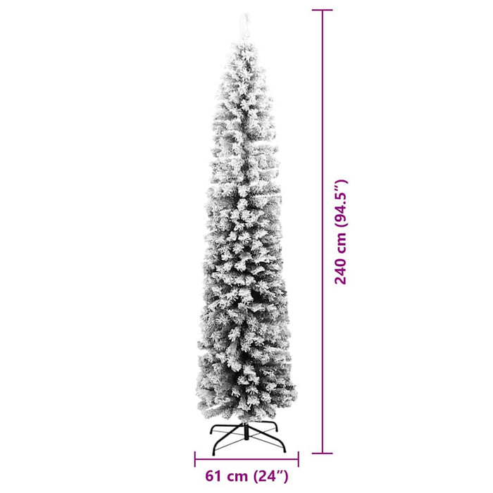 Albero di Natale Slim 300 LED e Neve Finta Verde 240 cm 3395040