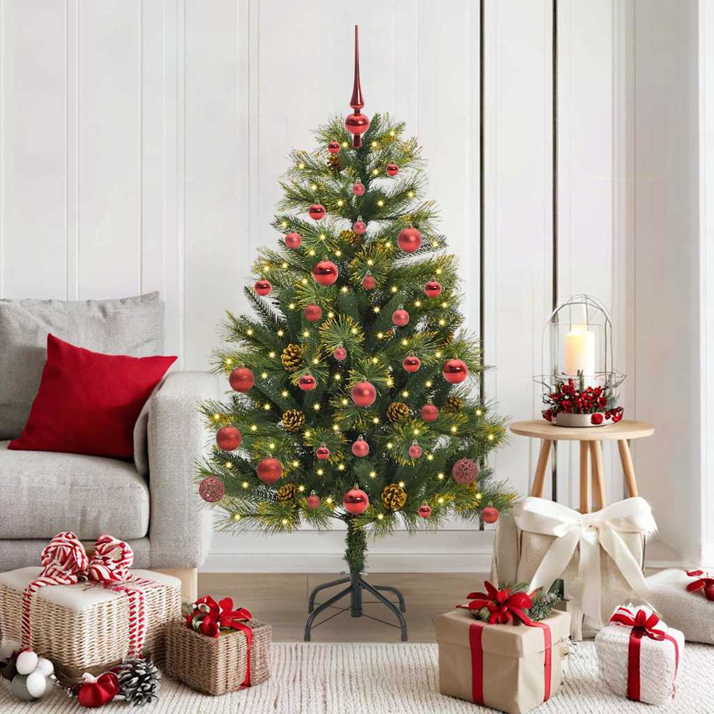 Albero di Natale artificiale pieghevole con coni Verde 150 cm 3395080