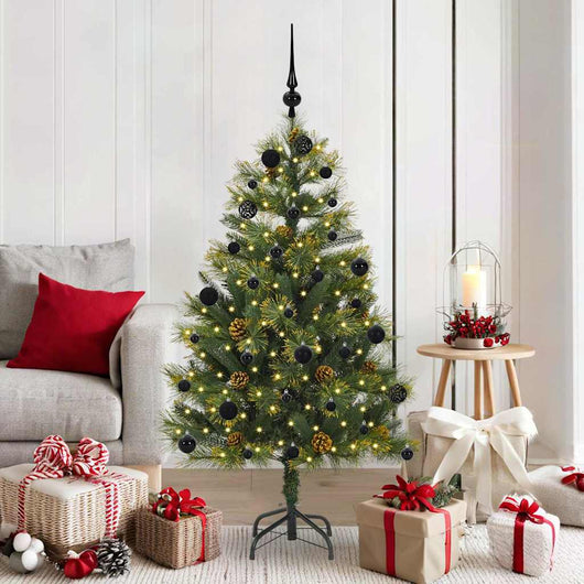 Albero di Natale artificiale pieghevole con coni Verde 150 cm 3395081