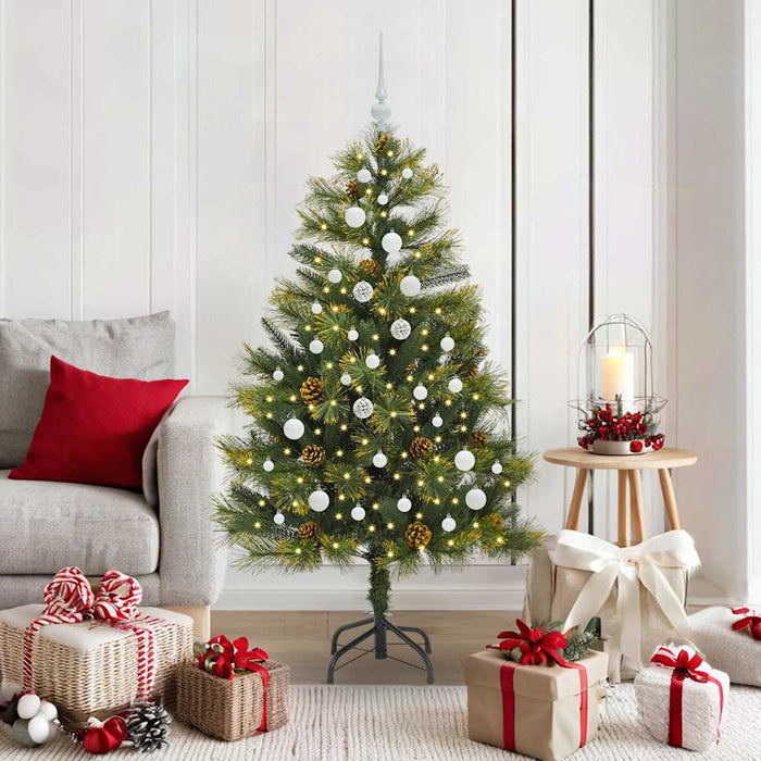 Albero di Natale artificiale pieghevole con coni Verde 150 cm 3395083