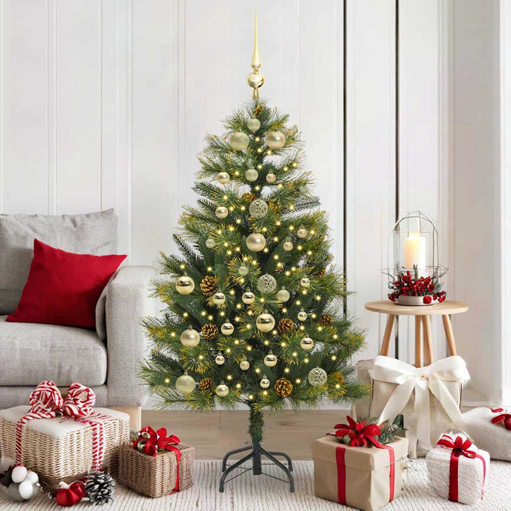 Albero di Natale artificiale pieghevole con coni Verde 150 cm 3395084