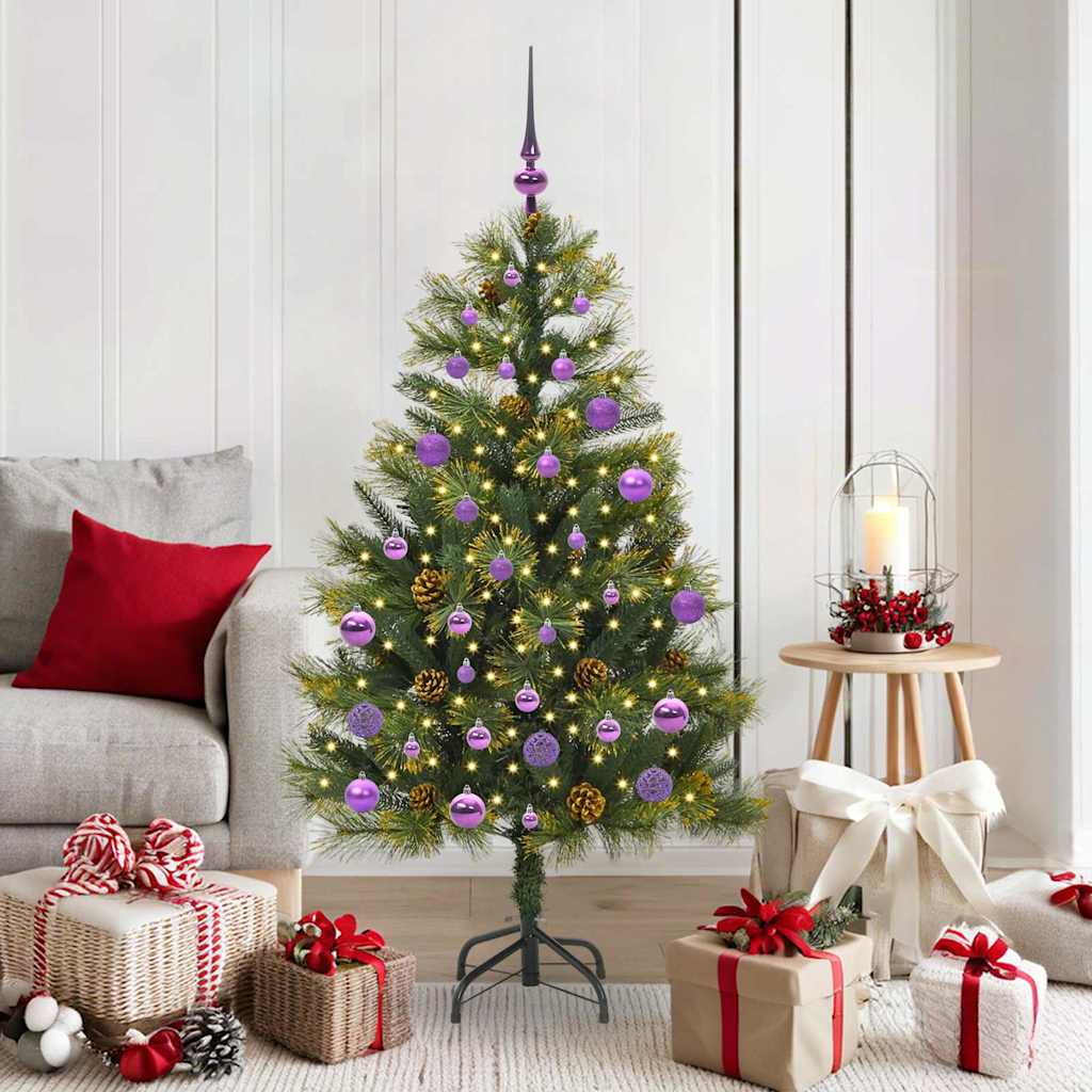 Albero di Natale artificiale pieghevole con coni Verde 150 cm 3395086