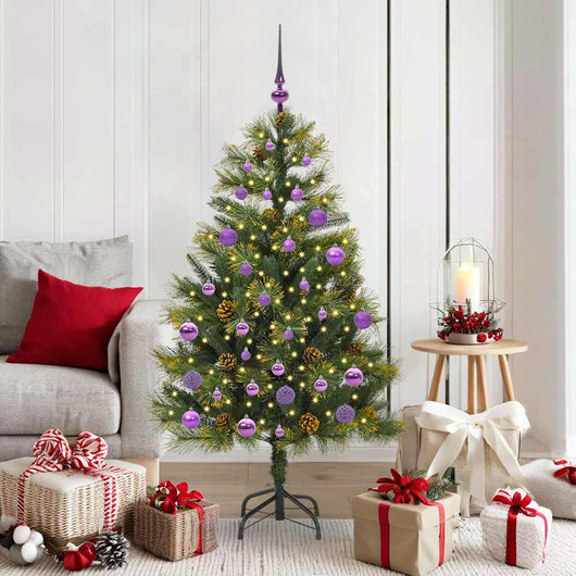 Albero di Natale artificiale pieghevole con coni Verde 150 cm 3395086