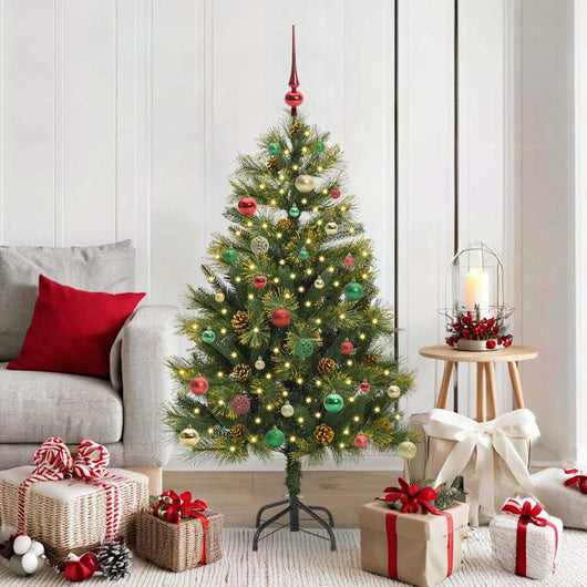 Albero di Natale artificiale pieghevole con coni Verde 150 cm 3395088