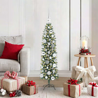 Albero di Natale Artificiale Sottile Verde e Bianco 120 cm 3395274